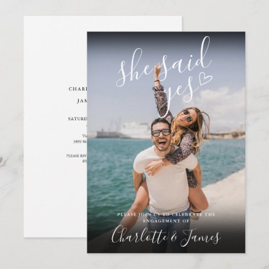 Ze zei dat de liefdeshart van Engagement Party fot Kaart (Voorkant / Achterkant)