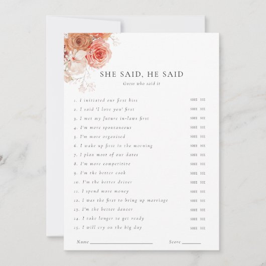 Ze zei dat hij Herfst Bloemen Vrijgezellenfeest sp Kaart (Voorkant)