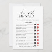 Ze zei dat hij Minimalis Vrijgezellenfeest Game Ka Kaart (Voorkant)