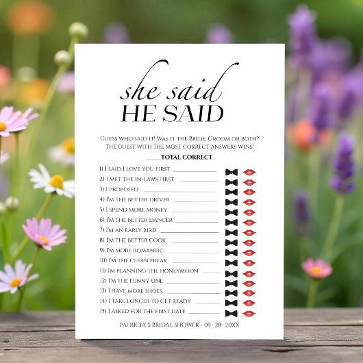 Ze zei dat hij Minimalis Vrijgezellenfeest Game Ka Kaart