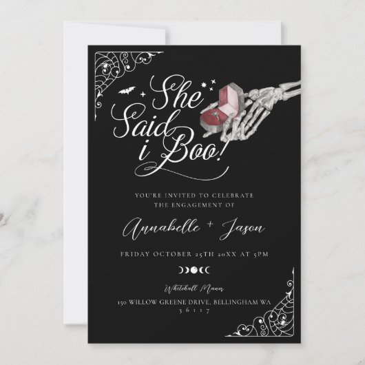 Ze zei dat ik boo skelet hand ring doos Verloving Aankondiging (Voorkant)