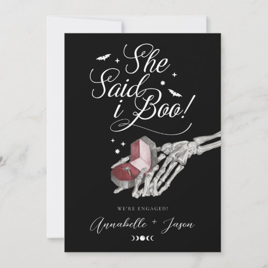 Ze zei dat ik boo skelet hand ring doos Verloving Aankondiging (Voorkant)