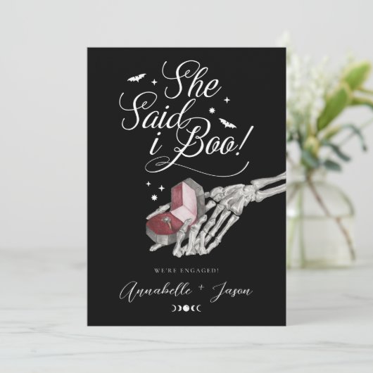 Ze zei dat ik boo skelet hand ring doos Verloving Aankondiging (Staand voorkant)