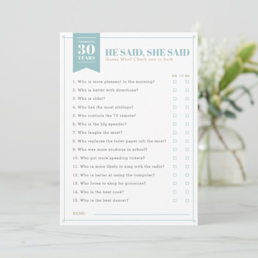 Ze zei dat partijspel (volledig aanpasbaar) kaart (Staand voorkant)