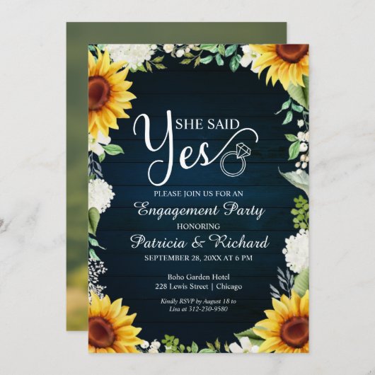 Ze zei dat ze een uitnodiging van de Rustige Engag (Voorkant / Achterkant)