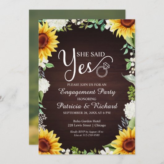 Ze zei dat ze een uitnodiging van de Rustige Engag (Voorkant / Achterkant)