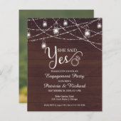 Ze zei dat ze een uitnodiging van de Rustige Engag (Voorkant / Achterkant)