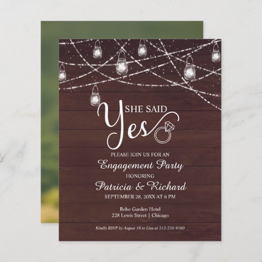 Ze zei dat ze een uitnodiging van de Rustige Engag (Voorkant / Achterkant)