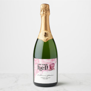 Ze zei de hel ja roze Western Booth Pet bruiloft Sparkling Wijnetiket