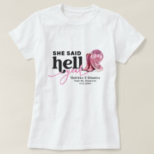 Ze zei de hel ja roze Western Booth Pet bruiloft