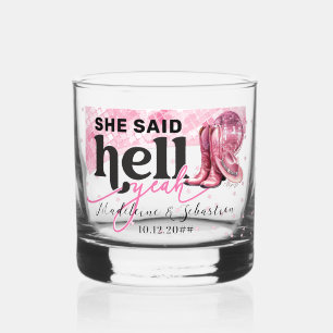 Ze zei de hel ja roze Western Booth Pet bruiloft Whisky Glas