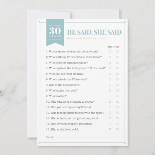 Ze zei: "Game ()" Kaart (Voorkant)