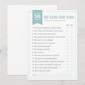 Ze zei: "Game ()" Kaart (Voorkant / Achterkant)