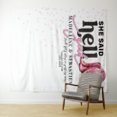 Ze zei hel ja Westerne Booth bruiloft achtergrond Wandkleed (In Situ (horizontaal))