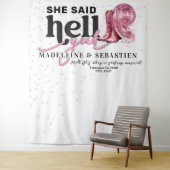 Ze zei hel ja Westerne Booth bruiloft achtergrond Wandkleed (In situ)