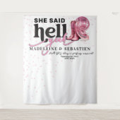 Ze zei hel ja Westerne Booth bruiloft achtergrond Wandkleed (Voorkant)