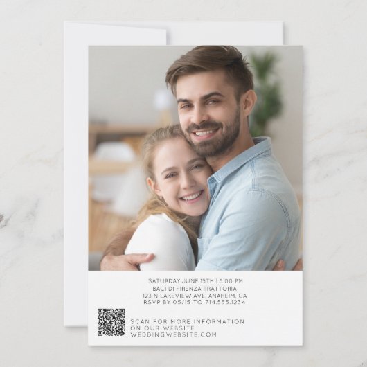 Ze zei ja 2 foto QR Code Script Verloving Kaart (Achterkant)