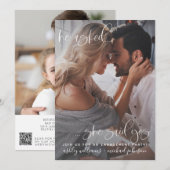 Ze zei ja 2 foto QR Code Script Verloving Kaart (Voorkant / Achterkant)
