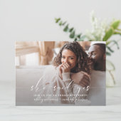 Ze zei ja 3 foto QR Code Verloving Kaart (Staand voorkant)