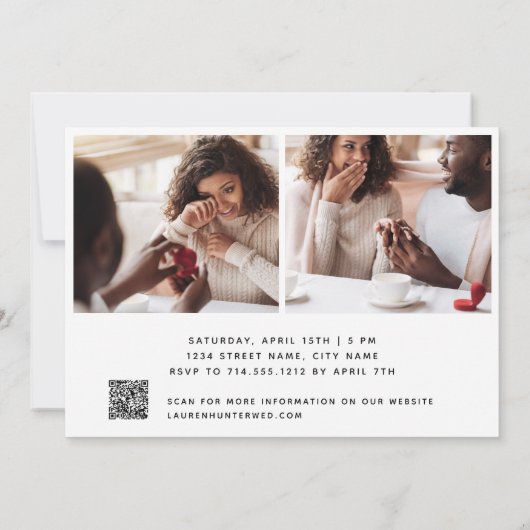 Ze zei ja 3 foto QR Code Verloving Kaart (Achterkant)