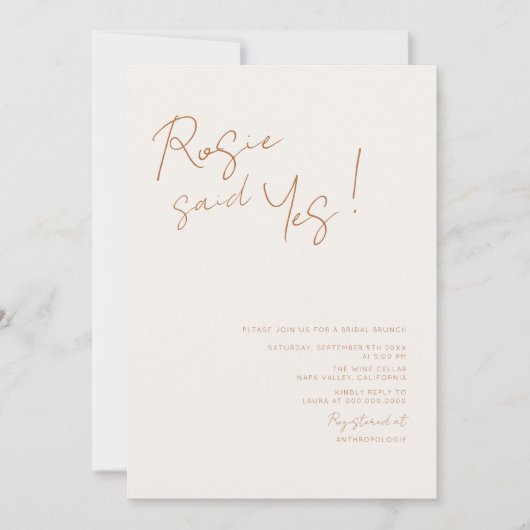 Ze zei ja aarthy Boho Bridal Shower Kaart (Voorkant)