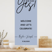 Ze zei Ja banner Stofblauw Huwelijksaanzoek welkom Poster (Keuken)