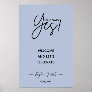 Ze zei Ja banner Stofblauw Trouwwelcome Poster