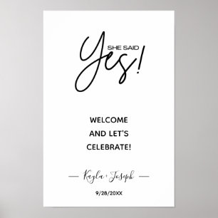 Ze zei ja banner white Engaged welkome Poster