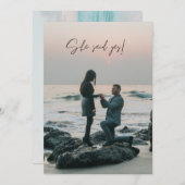 Ze zei ja Beach Photo Engagement Kaart (Voorkant / Achterkant)