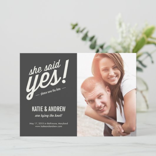 Ze zei ja! Bewaar de datum! Kaart (Staand voorkant)