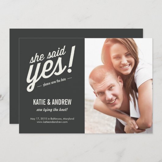 Ze zei ja! Bewaar de datum! Kaart (Voorkant / Achterkant)