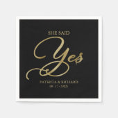 Ze zei ja, Black Gold Engagement Party Servet (Voorkant)