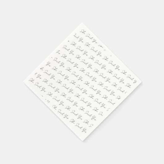 Ze zei ja, Black Typography Script Servet (Hoek)