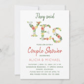 Ze zei JA bloementypografie verlovingsfeest Kaart (Voorkant)