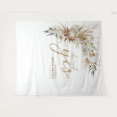 Ze zei Ja | Boho Bruiloft Bruidsfeest Decor Wandkleed (Voorkant (horizontaal))