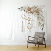 Ze zei Ja | Boho Bruiloft Bruidsfeest Decoratie Wandkleed (In Situ (horizontaal))