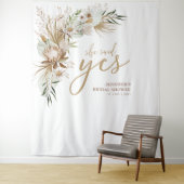 Ze zei Ja | Boho Bruiloft Bruidsfeest Decoratie Wandkleed (In situ)