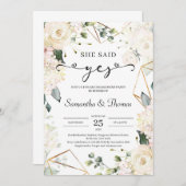 Ze zei ja boho ivoor roos groen verloving kaart (Voorkant / Achterkant)