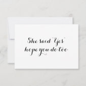 Ze zei "Ja" bruiloft RSVP Kaart (Achterkant)