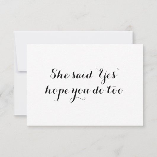 Ze zei "Ja" bruiloft RSVP Kaart (Achterkant)