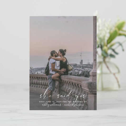 ZE ZEI JA Calligrafie Foto Opslaan Datum Kaart (Staand voorkant)