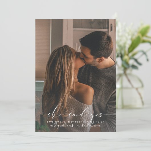 ZE ZEI JA Calligrafie Foto Opslaan Datum Save The Date (Staand voorkant)