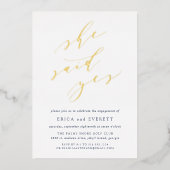 Ze zei ja | Calligrafiënnatie Folie Uitnodiging (Voorkant)