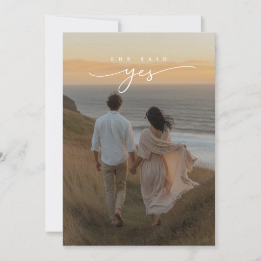 Ze zei ja Coastal Cliff Photo Vrijgezellenfeest Kaart (Voorkant)