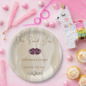 Ze zei ja, crème zijde & parels & harten papieren bordje (Feest)