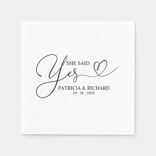 Ze zei ja Cute Engagement Party Napkins Servet (Voorkant)