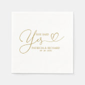 Ze zei ja Cute Engagement Party Napkins Servet (Voorkant)