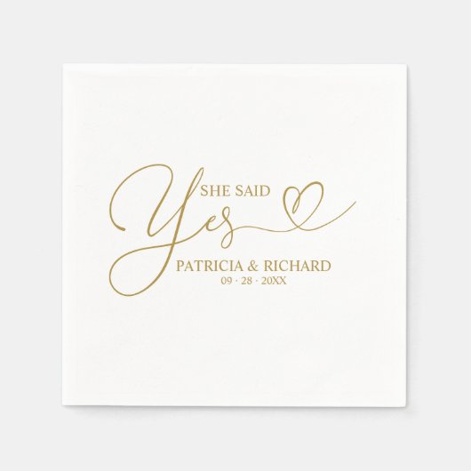 Ze zei ja Cute Engagement Party Napkins Servet (Voorkant)