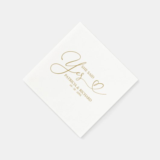 Ze zei ja Cute Engagement Party Napkins Servet (Hoek)