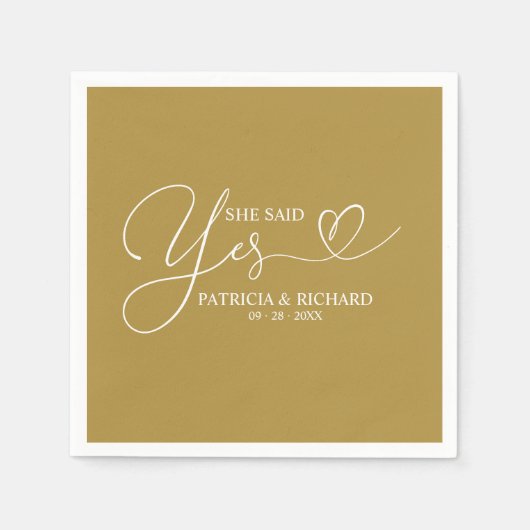 Ze zei ja Cute Engagement Party Napkins Servet (Voorkant)